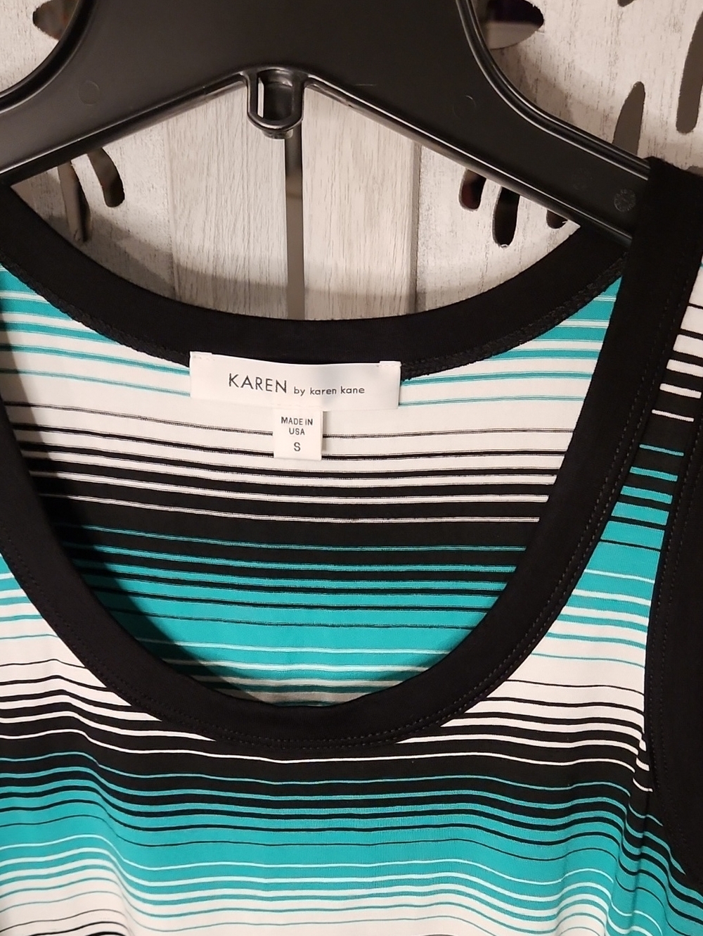 Karen Kane Teal, Black & White Striped Tank